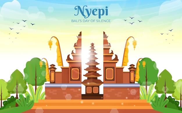 Nyepi Dag Landschap Achtergrond