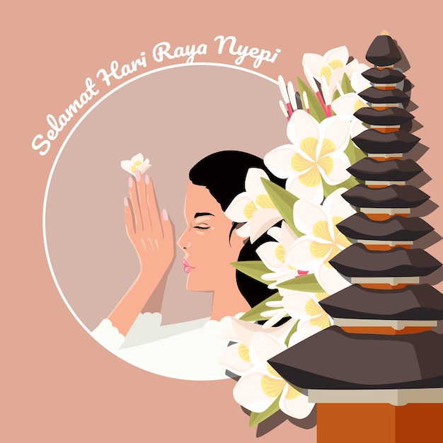 Nyepi dag vectorillustratie in platte ontwerpstijl