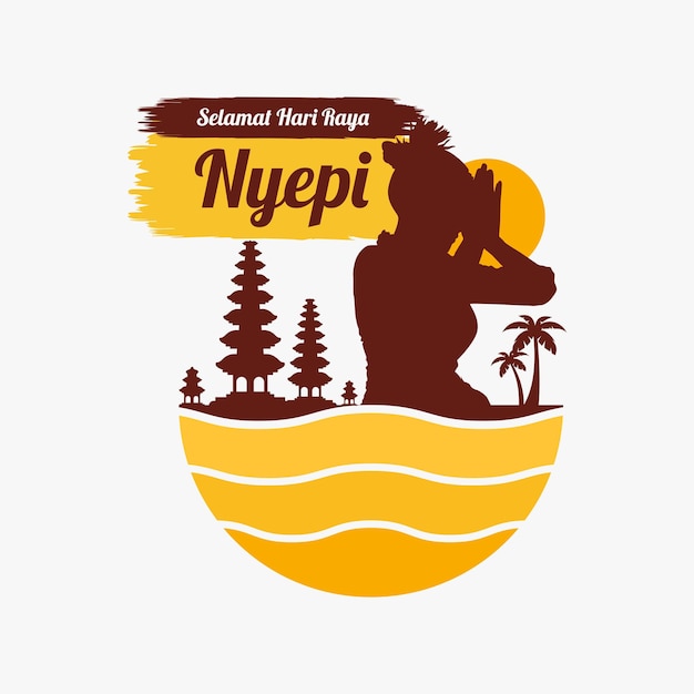 Vettore logo di saluto del giorno di nyepi