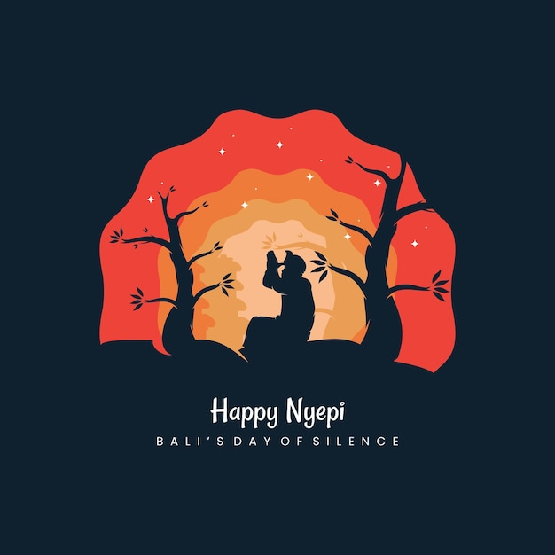 Vector nyepi day logo design vector illustration