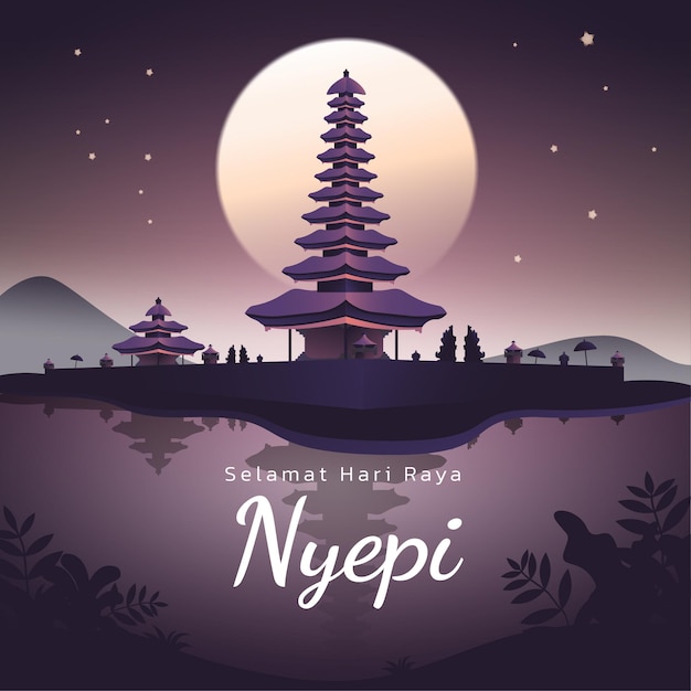 Nyepi illustratie banner voor instagram post