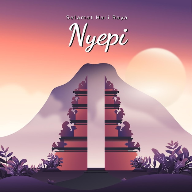 Nyepi Illustratie Banner voor Instagram Post