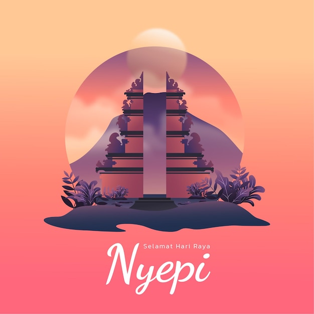 Nyepi Illustratie Banner voor Instagram Post