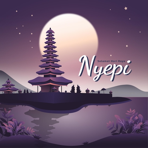 Nyepi Illustratie Banner voor Instagram Post