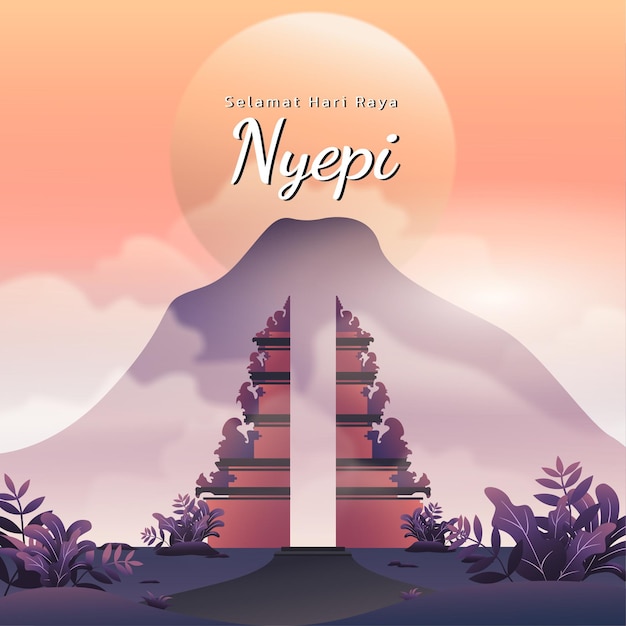 Vettore banner di illustrazione di nyepi per post su instagram