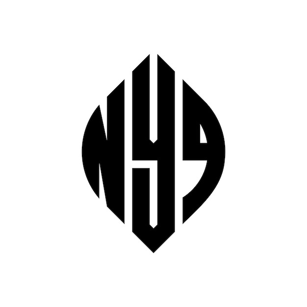 NYQ circle letter logo design with circle and ellipse shape NYQ ellipse letters with typographic style The three initials form a circle logo NYQ Circle Emblem Abstract Monogram Letter Mark Vector