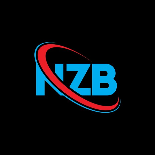 NZB ローゴ NZB LETTER NZB LOGO デザイン イニシャル NZB ロゴ 円と大文字のモノグラムでリンクされた NZB テクノロジービジネスと不動産ブランドのタイポグラフィー