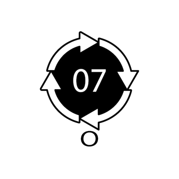 O 07 リサイクル コード シンボル プラスチック リサイクル ベクトル ポリエチレン記号
