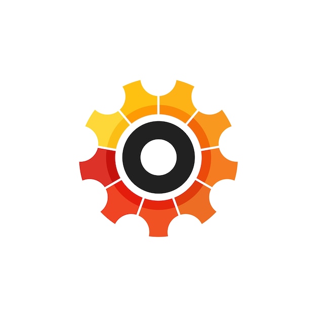 Vector o circle met kleurrijke gear-logo