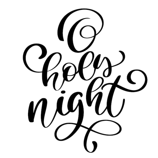 O heilige nacht belettering Kerstmis en Nieuwjaar vakantie kalligrafie zin geïsoleerd op de achtergrond