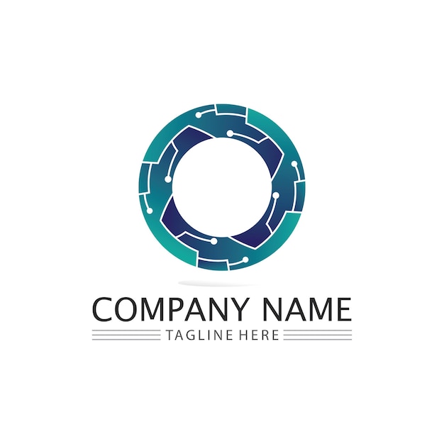 O logo business technology logo cerchio e simboli vector design graphic
