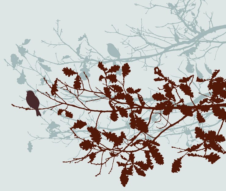 Vector oak branches in the autumn