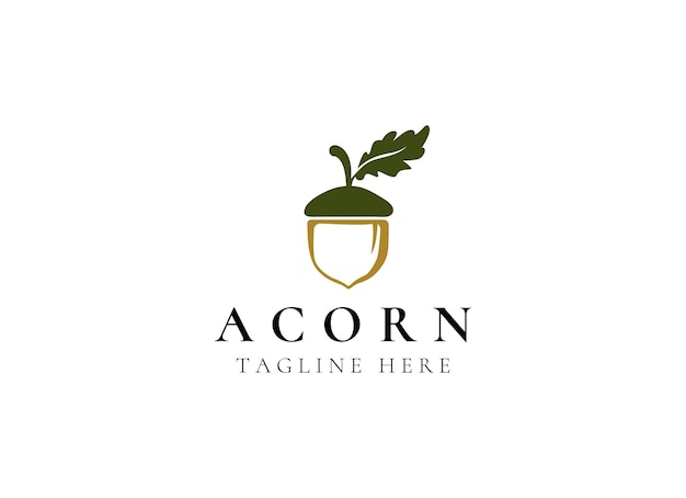 Oak leaf acorn logo simple Simple Acorn or Oaknut with Oak Leaves Branch silhouette classic logo