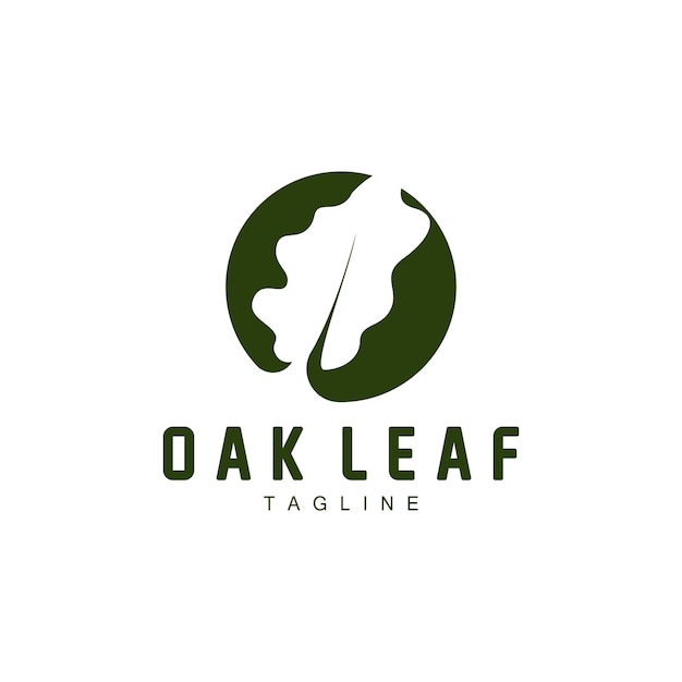 Oak Leaf Logo Design Simple Green Plant Vector Template Illustration