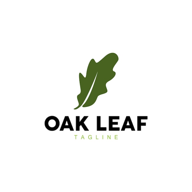 Oak Leaf Logo Design Simple Green Plant Vector Template Illustration