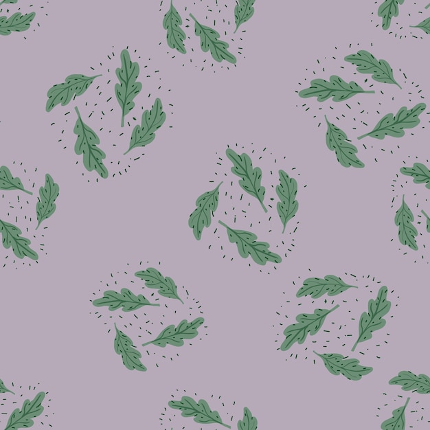Motivo senza cuciture in foglia di quercia sfondo vegetale trama ripetuta in stile doodle per avvolgere il tessuto