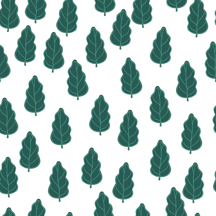 Vector oak leaves seamless doodle pattern.