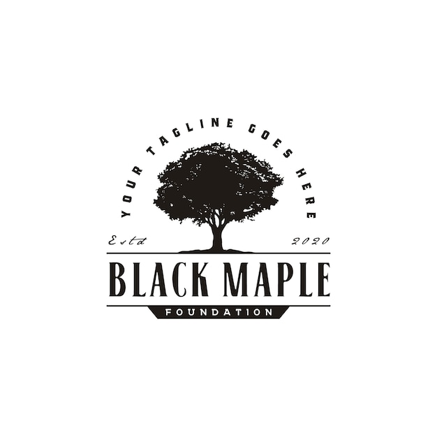 Oak maple tree service. residential landscape vintage logo design