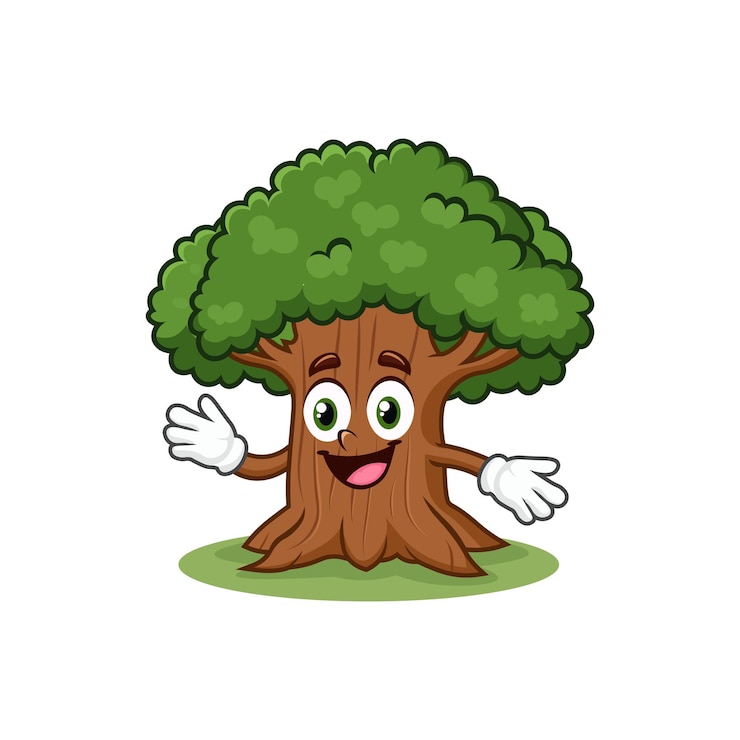 Vector oak tree cartoon character illustration