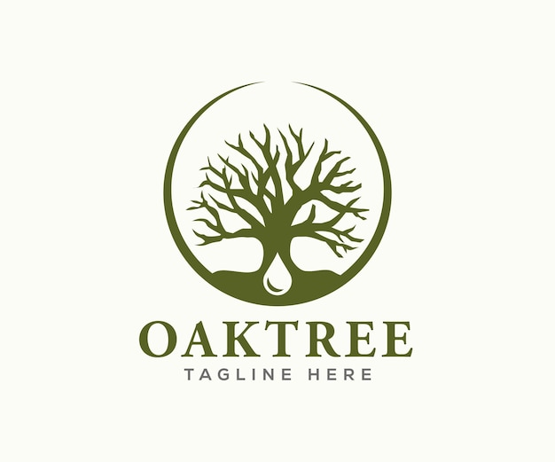 Modello di progettazione del logo dell'albero di quercia