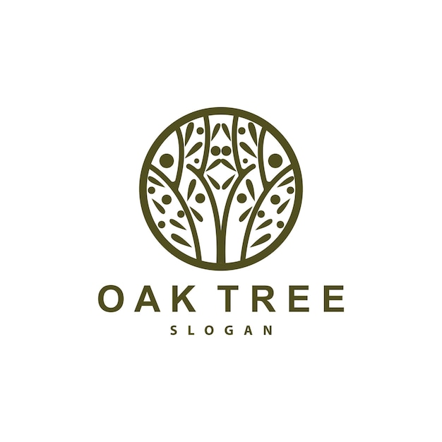 Oak Tree Logo Nature Tree Plant Vector Minimalist Simple Design Illustration Silhouette Template