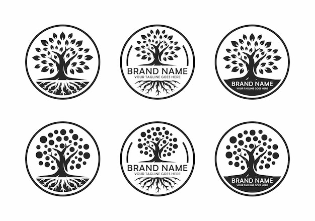 Oak tree logo set