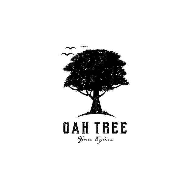 Vector oak tree roots black vector logo design