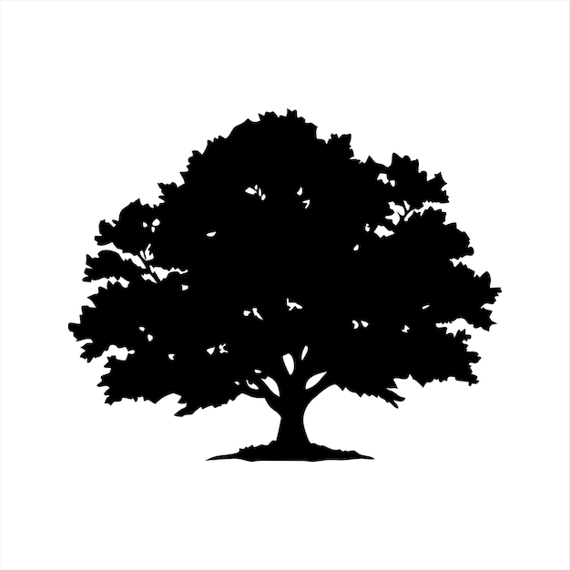 Oak tree silhouette vector isolated on white background