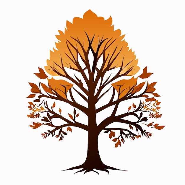 ベクトル 樫の木のベクトル図 純粋な白の背景に詳細なデジタル アート