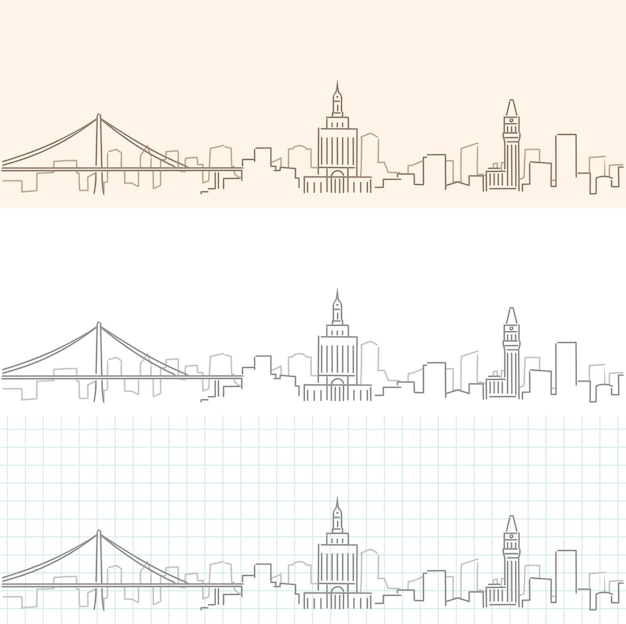 Vector oakland hand drawn profile skyline