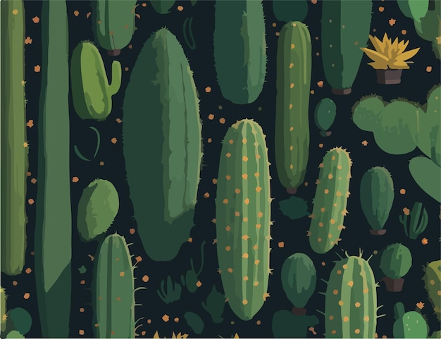 Oasis of Color Flat Vector Cactus Patterns