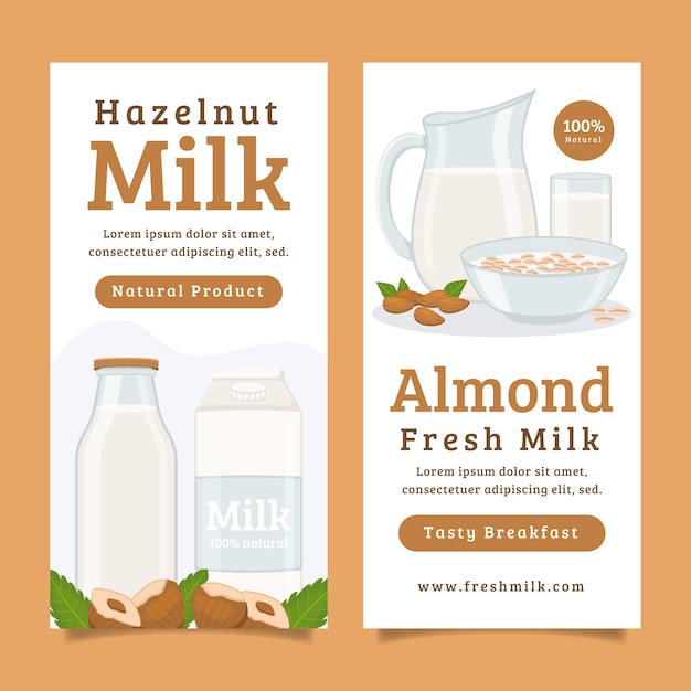 Vector oat milk banner set