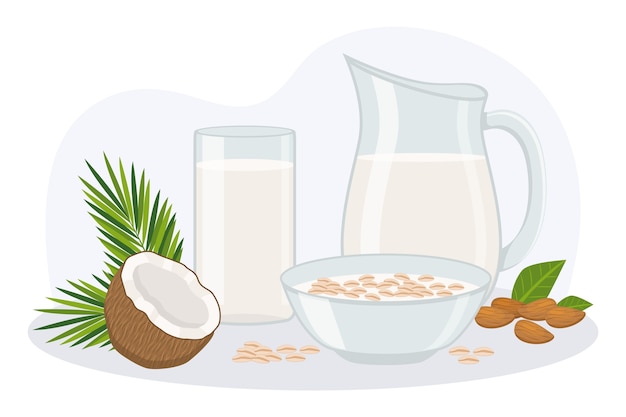 Vector oat milk illustration
