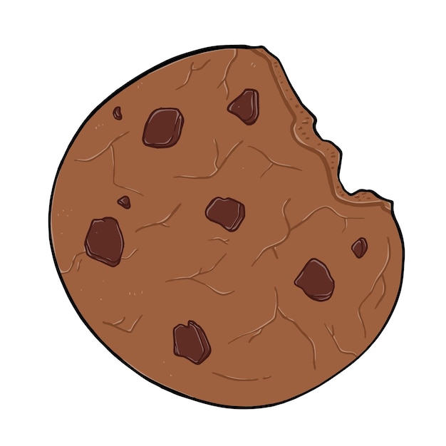 Vector oatmeal chocolate chip cookies dessert for tea doodle linear cartoon