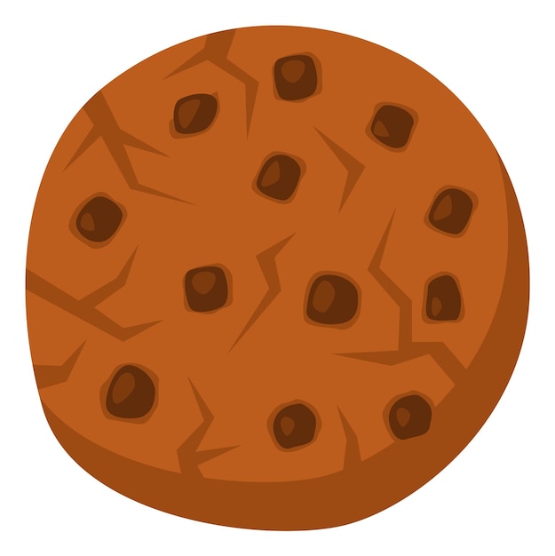 Vettore icona cartoon biscotto di farina d'avena biscotto dolce al cioccolato isolato su sfondo bianco