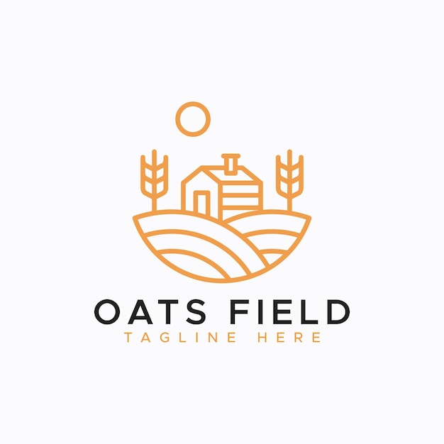 Oats Field Agriculture Harvest Concept Logo Badge Flour Label Product and Business Food Industry.