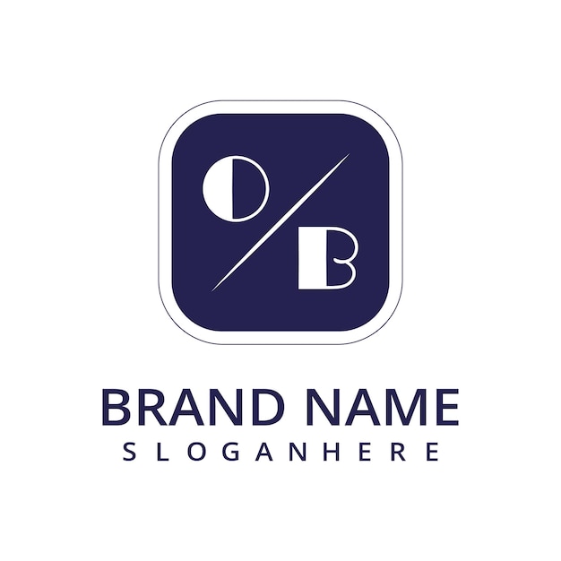 Vector ob initial monogram logo with rectangal style dsign