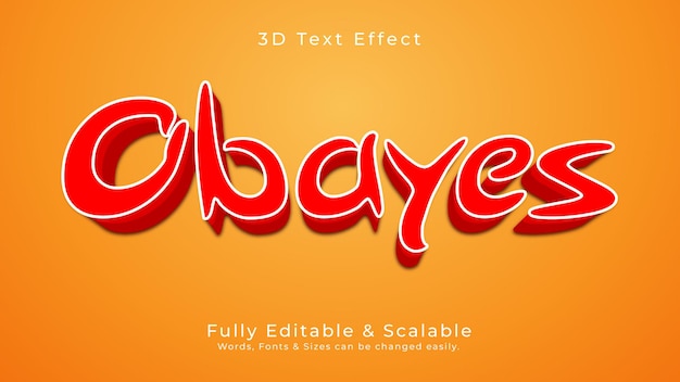 Vector obayes 3d vector text effect fully editable