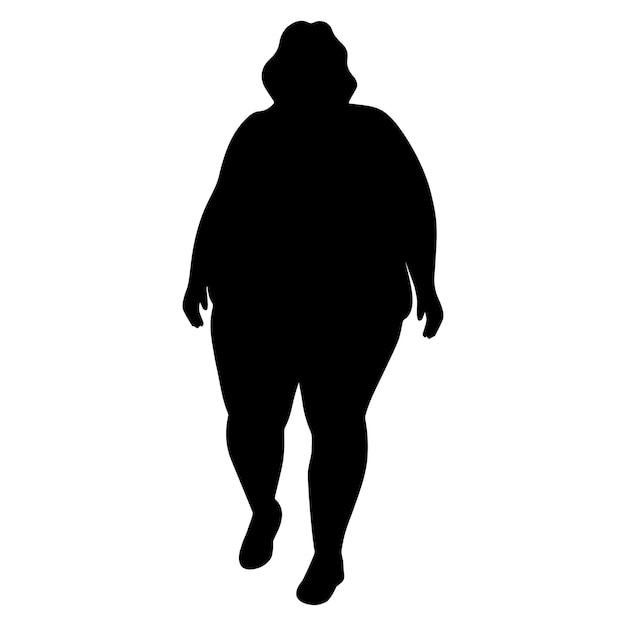 Vector obese plus size woman silhouette icon symbol vector illustration