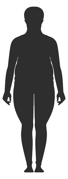 Obese woman figure black silhouette Body fat