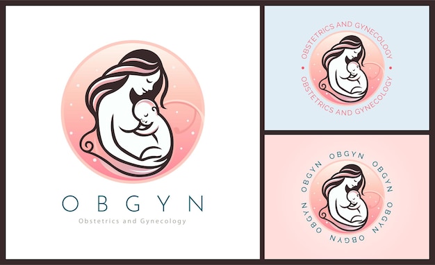 OBGYN verloskunde en gynaecologie kliniek moeder en baby zwangerschap logo sjabloon ontwerp