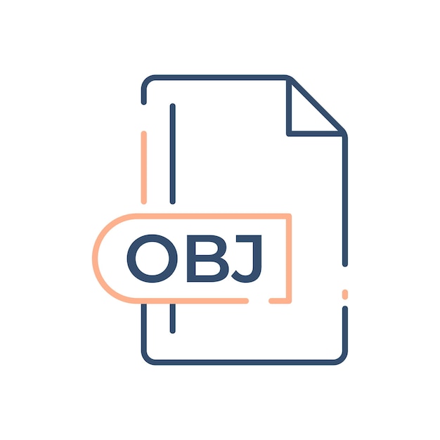 Vector obj file format icon obj extension line icon