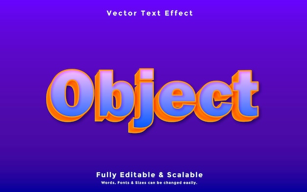 Object 3D editable text effect vector