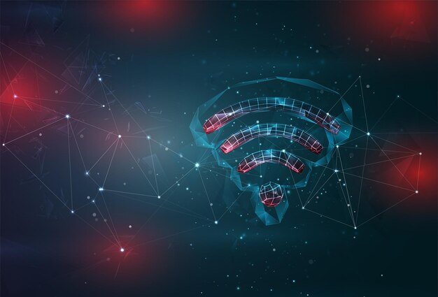 Object on abstract gray blue background with red flashes
