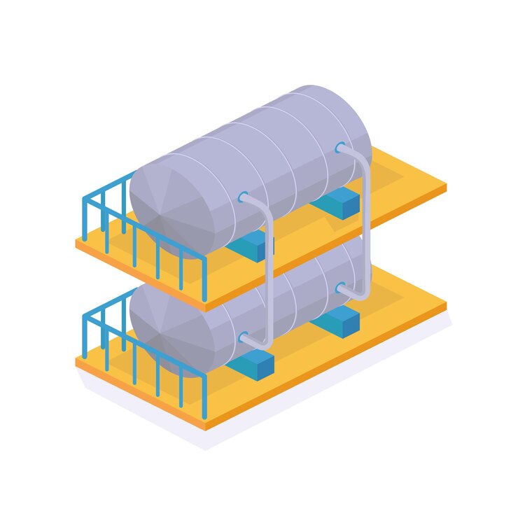 Vector object oil industry reservoirs metal tanker tank storage transportation structure for the storage of oil petroleum and oil container cistern storage of resources in tanks isometric vector