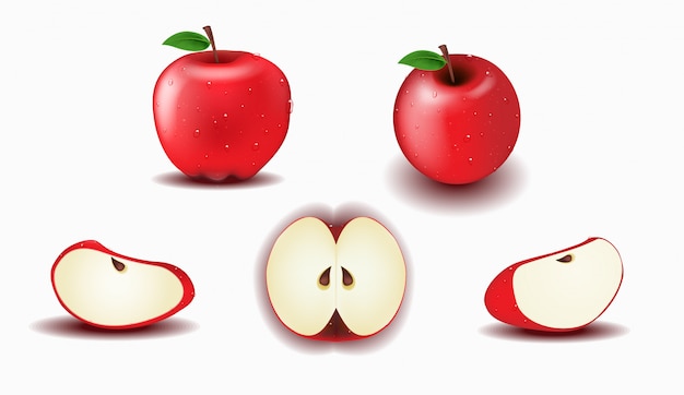 Object, set of fresh red apple