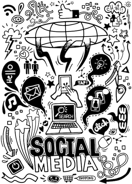 Vector objecten en symbolen op het sociale media-element