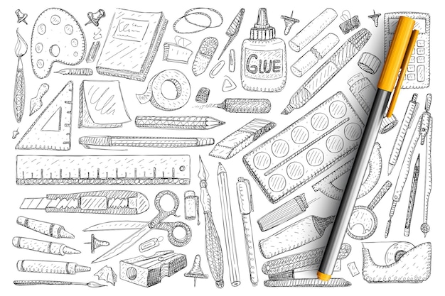 Vector objects for creative hobby doodle set