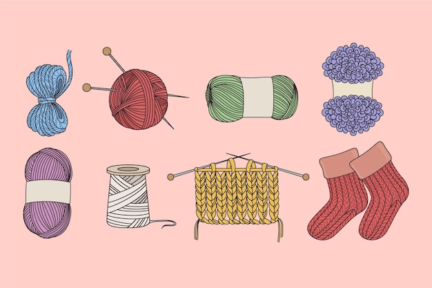 Objects and tools for knitting concept