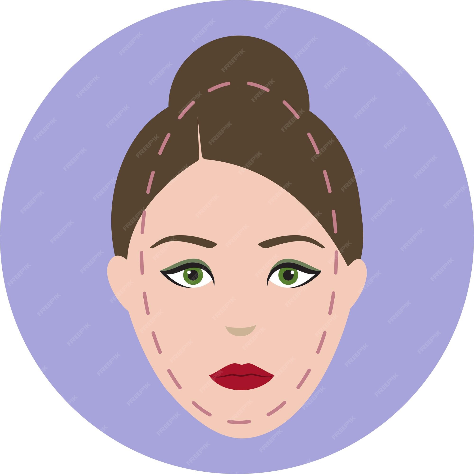 Premium Vector | Oblong face shape young female against pastel purple  circle background